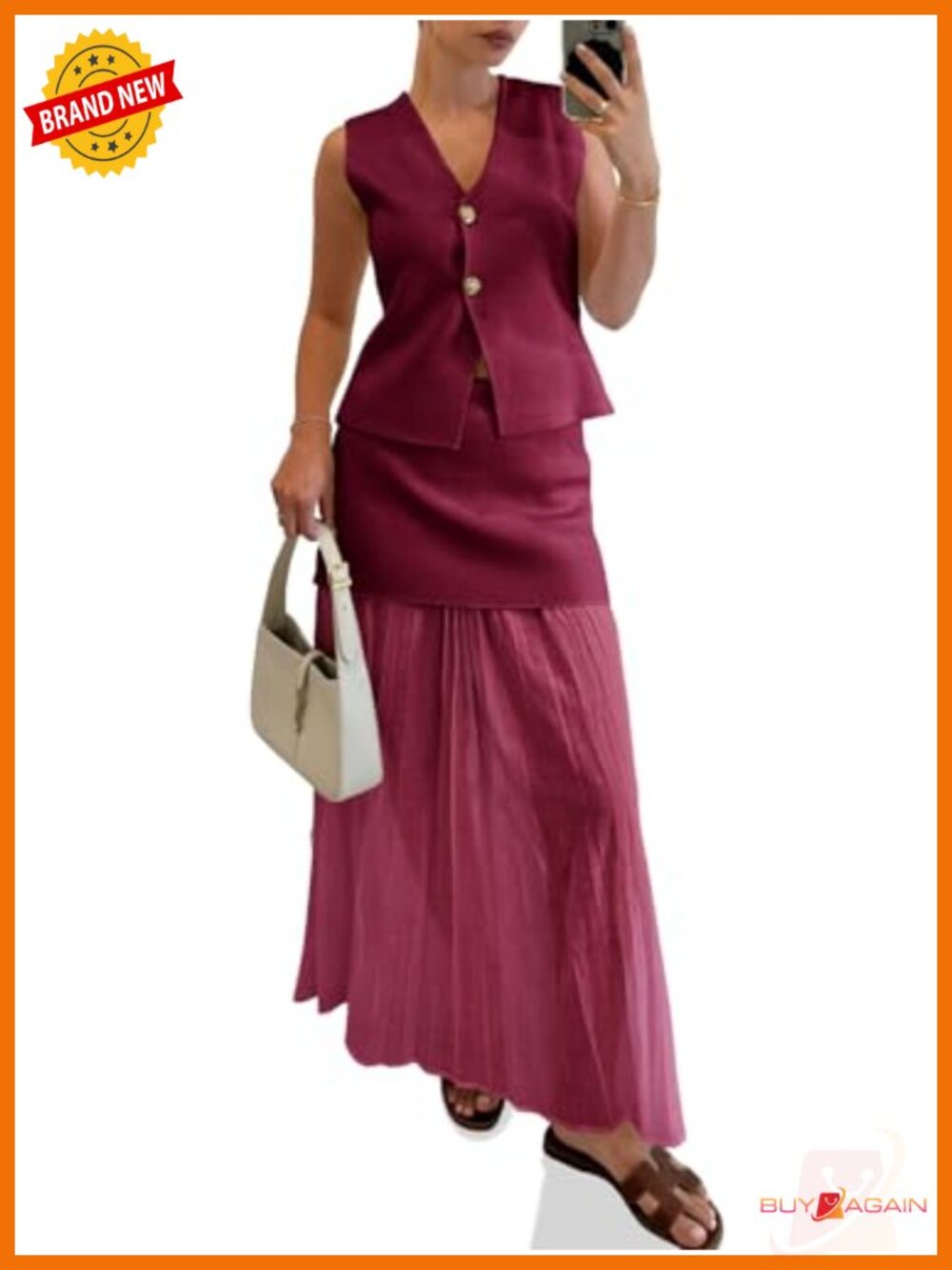 Women's 2 Piece Skirt Set V Neck Sleeveless Blazer Vest Mesh Maxi Skirt Suit